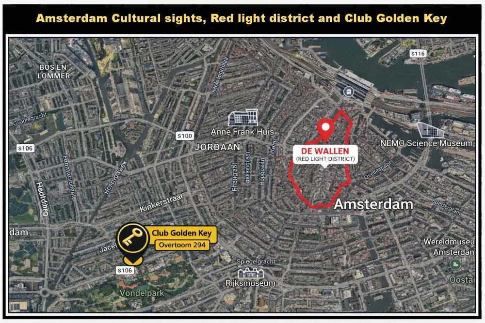 lokatie wallen en bezienswaardigheden amsterdam Club golden key