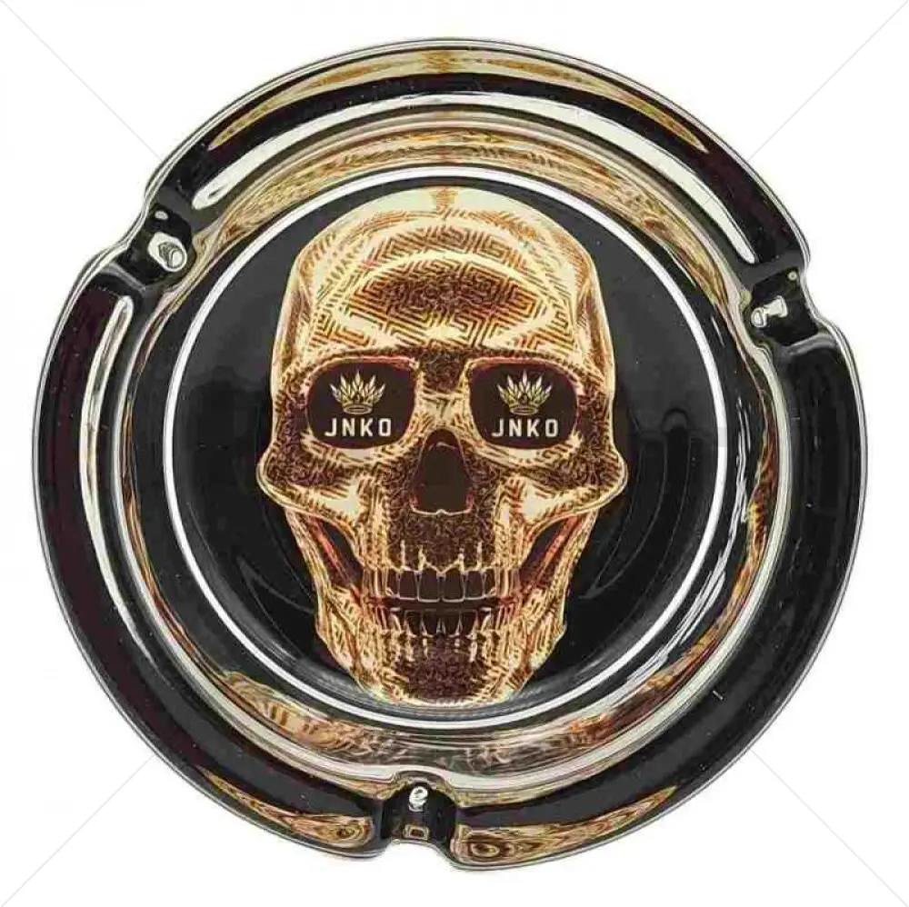 Ashtray Round Glass | Luxury Art Serie | Golden Skull 1