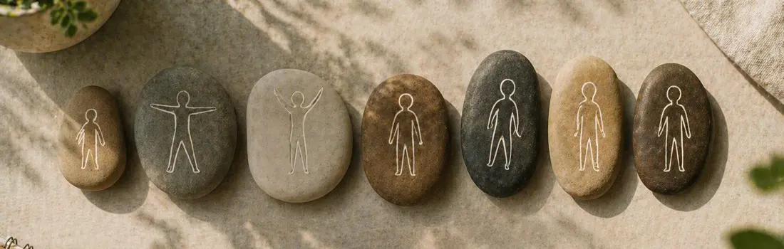 Stone figures in a warm setting